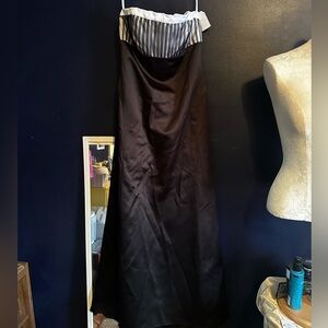 Bill Levkoff Strapless Formal Gown Black White Size 10 Evening Dress